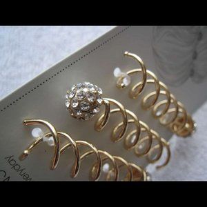 3 Scunci Elite Metal Hair Spin Pins Diamond Accent Ends Gold Blonde Luxe Beauty